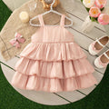 Girls' spaghetti strap cake dress - new summer  style: sweet, chic, comfortable, and skin-friendly fashion dress for baby girls