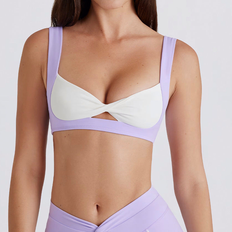 sexy detachable bra running yoga seamless contrast color bra twist suspender beautiful back sports intimates women