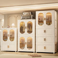 Installation-free thickened hanging clothes style foldable plastic storage cabinet for home bedroom layered kids clothes storage cabinet