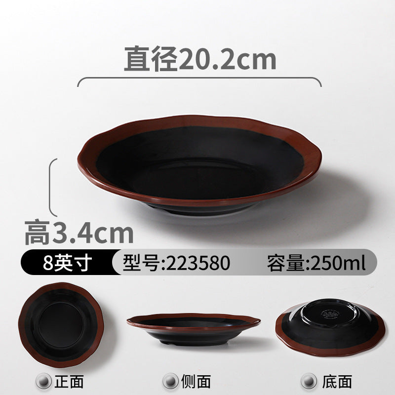 Melamine tableware plate commercial hot pot restaurant serving plate restaurant restaurant plate retro nostalgic barbecue side dish plate