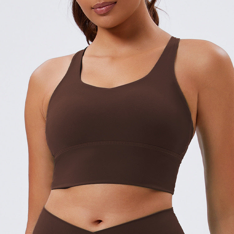 eco-friendly fabric sports bra running compression fitness tank top high-waisted leggings with padded bra and back support yoga set