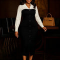 D600 european and american style women's autumn/winter fashion professional long-sleeve blazer collar patchwork bodycon pencil skirt foreign trade dress