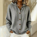 european and american button-down knit hoodie cardigan - new autumn/winter collection - solid color casual fashion women's outerwear