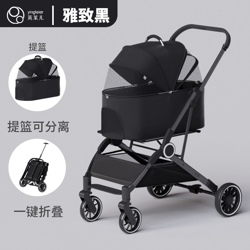 Pet stroller for cats and dogs - lightweight, foldable, and portable for teacup poodles, toy pomeranians, chihuahuas, yorkshire terriers, and bichons