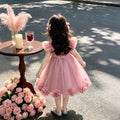 Girls' dress - mesh embroidered sweet style - baby birthday & first birthday princess dress - in stock wholesale - flutter sleeve tulle