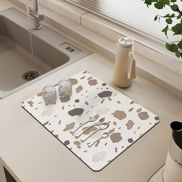Kitchen countertop drain mat Bar counter Insulation coaster Washing table Non-slip and wear-resistant absorbent mat Diatom mud desktop placemat
