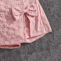 spring/summer new arrival: cross-border girls' fashion one-shoulder camisole top with sweet jacquard bow skirt pants set
