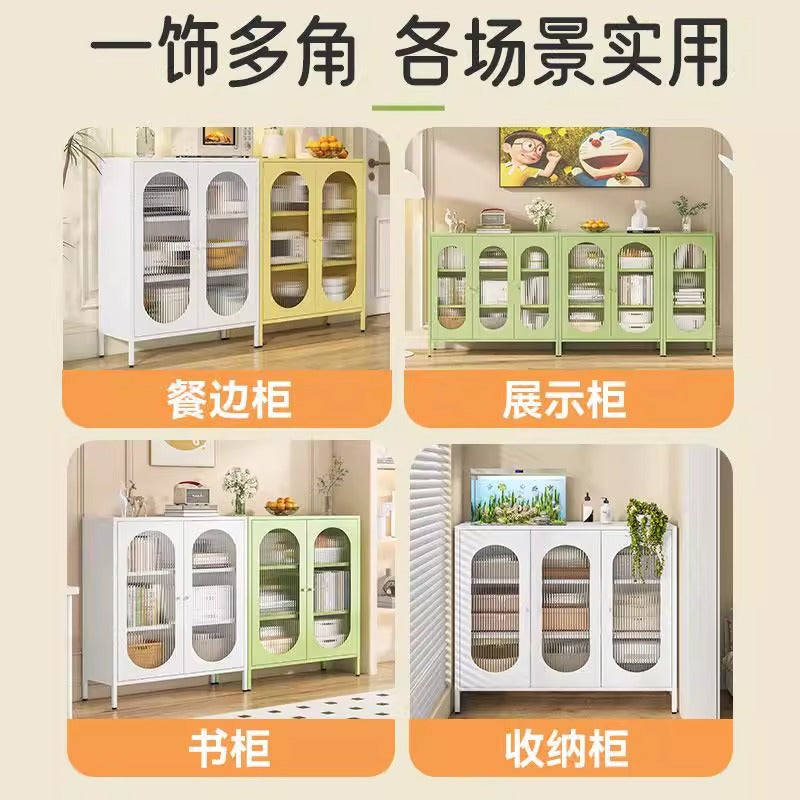 Kitchen and dining room storage cabinet, cream fresh style storage iron cabinet, casual sun panel door, living room tea and sideboard
