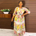 new cross-border spring/summer european and american style floral dress, african  fashion long printed dress
