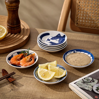 Home cute ceramic cute ins cat dish hot pot snack dish dipping dish ceramic flavor dish kitchen restaurant hotel