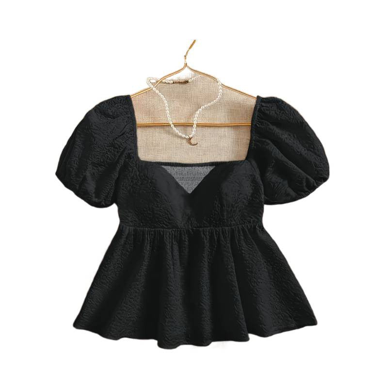 code new arrival original  women's elegance puff sleeve v neck shirt