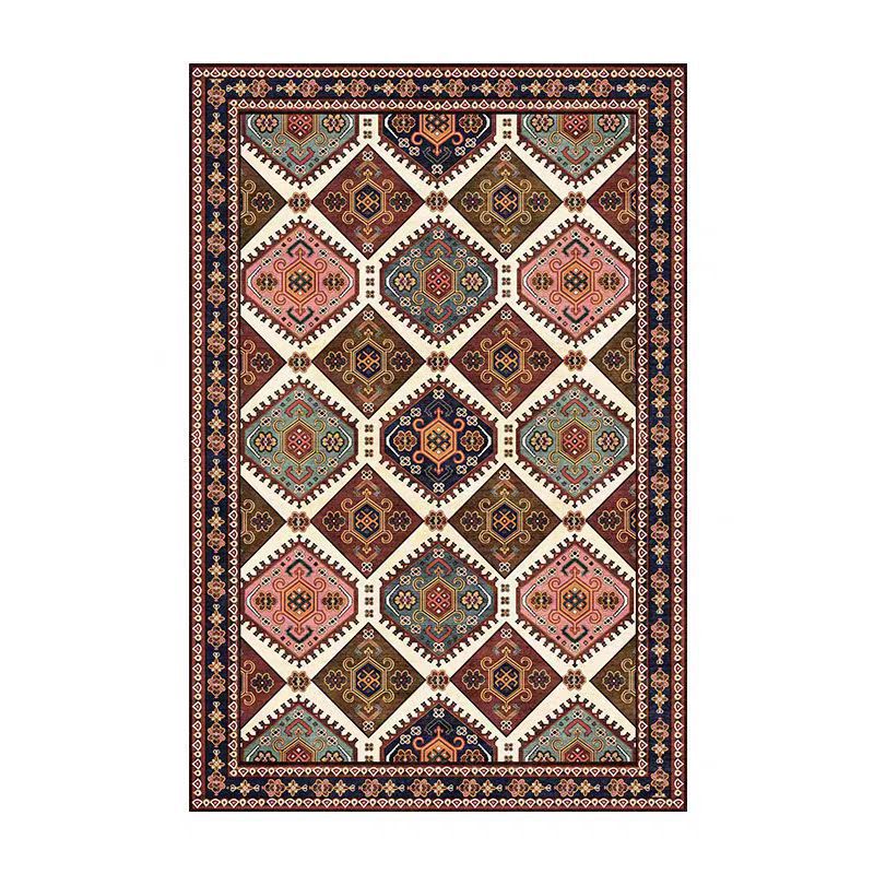 retro ethnic moroccan faux cashmere rug - durable, stain-resistant, perfect for living room coffee tables, bedroom bedside, and more