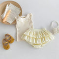 K-style vest sleeveless baby lotus leaf style tops baby princess two-piece set thin summer bag butt suit trendy