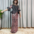 Plus size elegant sequin dress - slim fit, cinched waist, mid-sleeve - perfect for parties, performances, and hosting. cross-border sourcing, direct from the factory