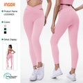 Eco-friendly polyester yoga pants for women - butt lifting, cropped length, crossover design - yoga apparel, pilates, and fitness leggings set