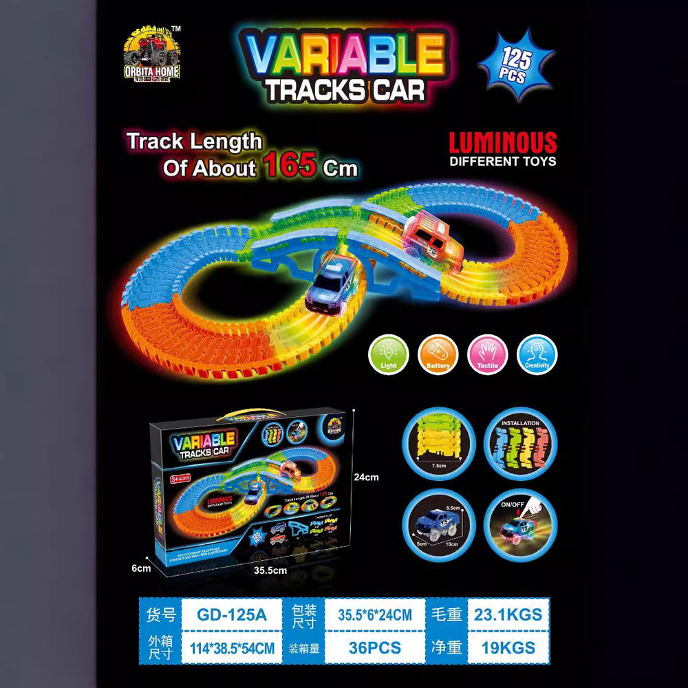New arrival cross-border assembleable kids toys cool luminous track toy car lighting toys patchwork track piece