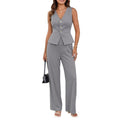 cross-border european and american women's clothing, cross-border fashion sets, stylish casual sleeveless vest and straight-leg pants set