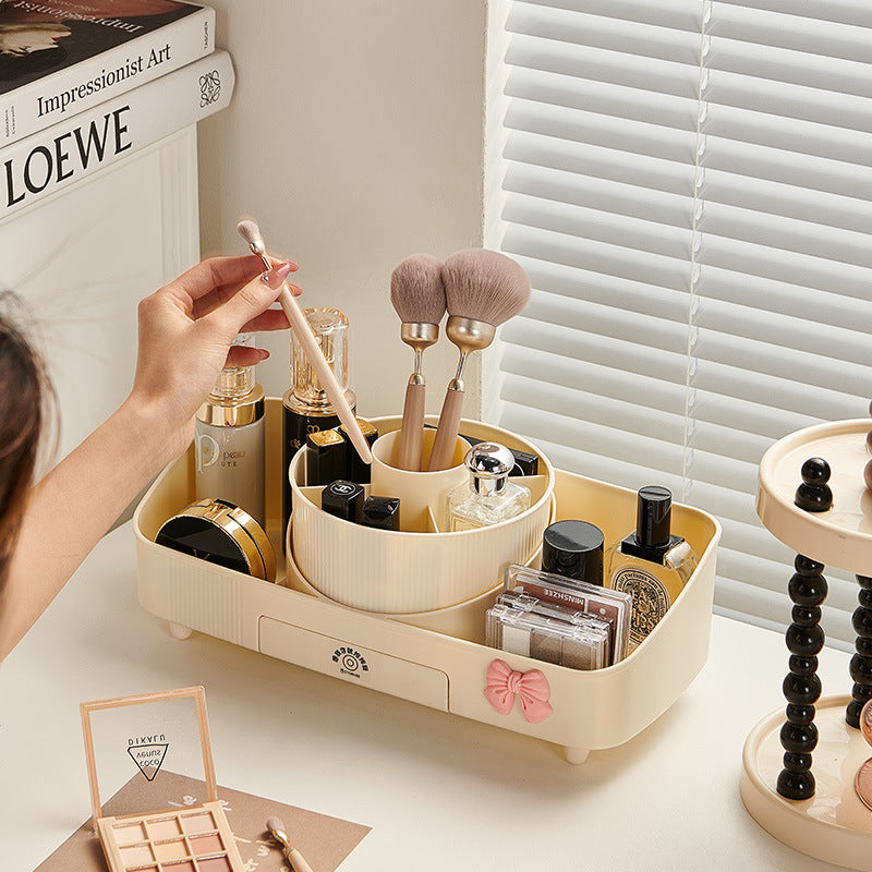 Cosmetics storage box, desktop with mirror, integrated dresser, skin care products, perfume rack, lipstick storage cabinet box.