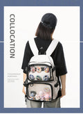 Painful bag two-dimensional two-piece set can be double-backed or single-backed detachable multi-functional pvcflap pocket pantsdiy large-capacity school bag