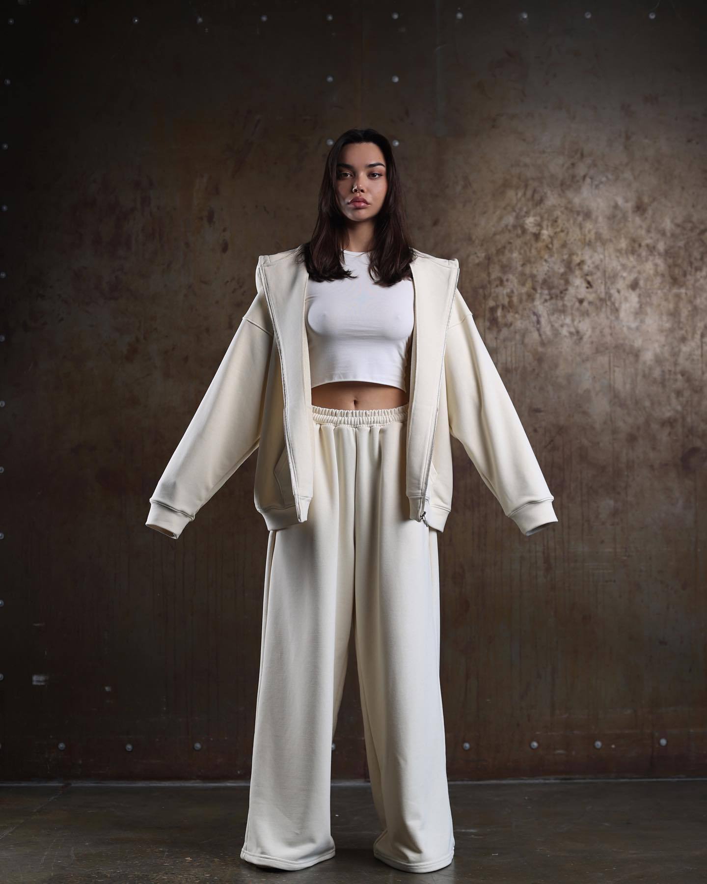 European and American Independent Station New Women's Suit Casual Hooded Long Sleeve Sweater Cardigan Pants Suit Fashion Suit Women