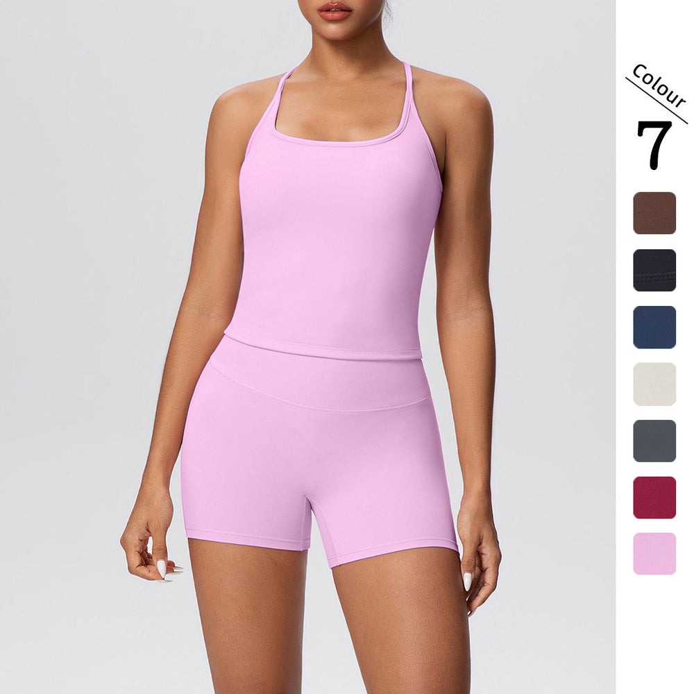 New cloud-feel quick-dry high-waisted butt-lifting shorts activewear set - perfect for yoga, outdoor training, running, and fitness