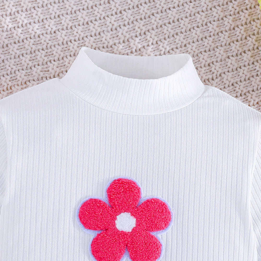 fashionnew arrivalfall and winterfashion small turtleneck with small flowers long sleevestops+bowspatchwork half sleeves