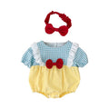 Ins21 summer korean style baby cute princess bow short sleeve romper bodysuit with headband