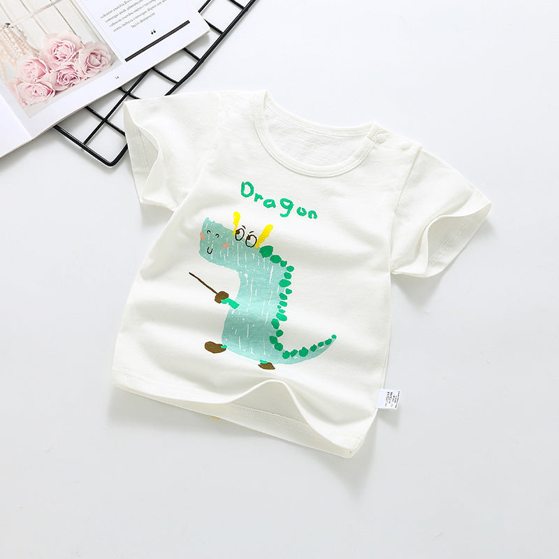 Wholesale baby short-sleeve t-shirts: 100% cotton crew neck printed tops for boys and girls - summer a-grade base layers