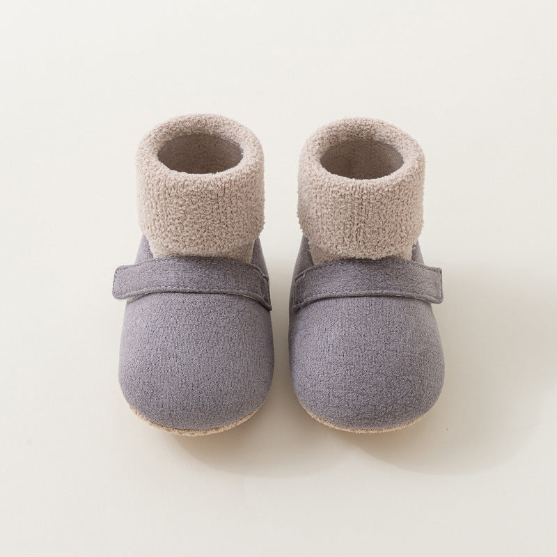 Babycare autumn/winter baby shoes, first walker shoes, non-slip soft sole shoes & socks, indoor baby toddler cotton shoes, cartoon coral fleece