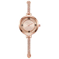 girls watch with small diamonds round preppy style elegant dial decoration lazy pull-out small bracelet women's watch