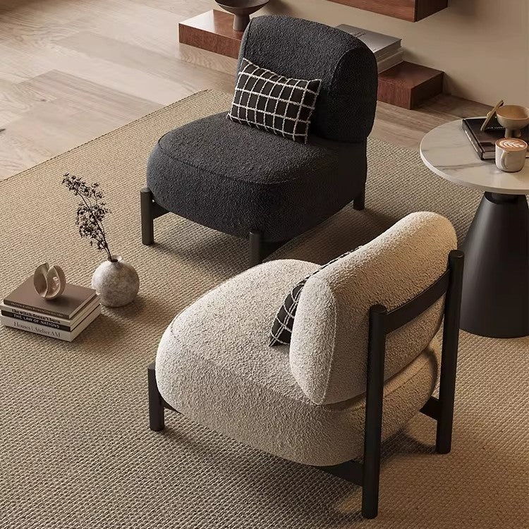 Cream style solid wood sofa chair normcore cashmere lazy lounge chair japanese style small apartment casual sofa seat