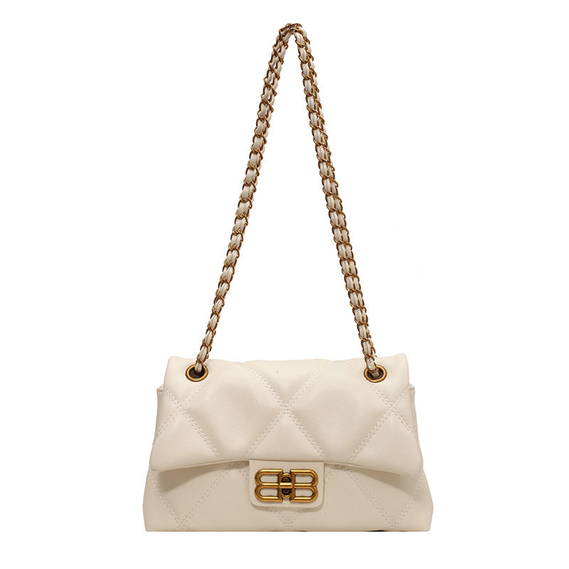 Rhombus Xiaoxiangfeng bag women's 2025 new retro chain bag, shoulder messenger bag, leather texture small square bag