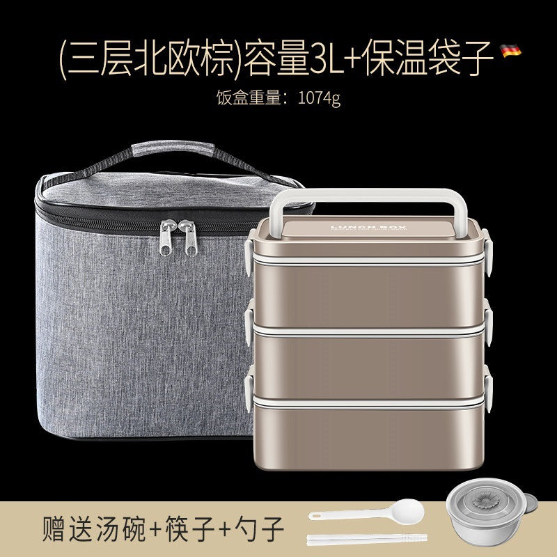 304 water-free thermal insulation lunch box Office workers hot rice artifact portable with rice lunch box Bento box thermal insulation lunch box