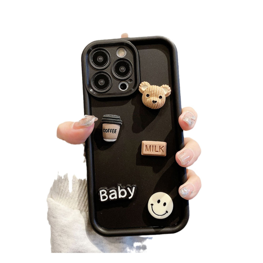 Gaozhu is suitable for apple 16pro coffee bear jewelry mobile phone case iphone11/12 all-inclusive anti-fall protective cover