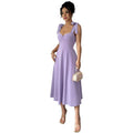 european and american cross-border chic french design vacation purple dress