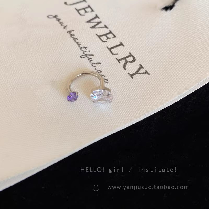 Luxury blue titanium steel stud earrings for women - 2026 new arrival, trendy horseshoe ear cuff earrings, elegant ear jewelry