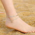 Stainless steel real gold electroplated figaro chain japanese chain 26 letters stacked anklet set bohemia anklet