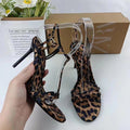 Za2024 new leopard print high heels - elegant single strap stiletto open toe women's shoes - leopard print printed high heel fashion footwear