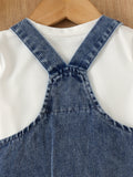 Kids clothing cross-border exclusive for european and american girls new arrival children's white t-shirt + blue suspender skirt