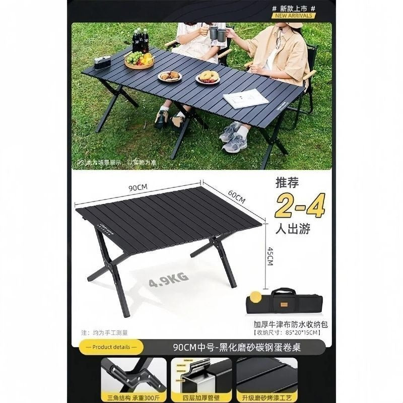 Camping table outdoor multi-functional foldable camping table and chair suit stall table portable plaid camping chair no