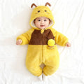Winter unisex baby rompers - thickened, warm, fleece-lined, super cute bee design - winter outfit