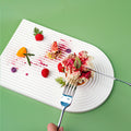 European minimalist pure white ceramic striped dessert and pastry platter, suitable for restaurants, hotels, and home use. unique ceramic long plate