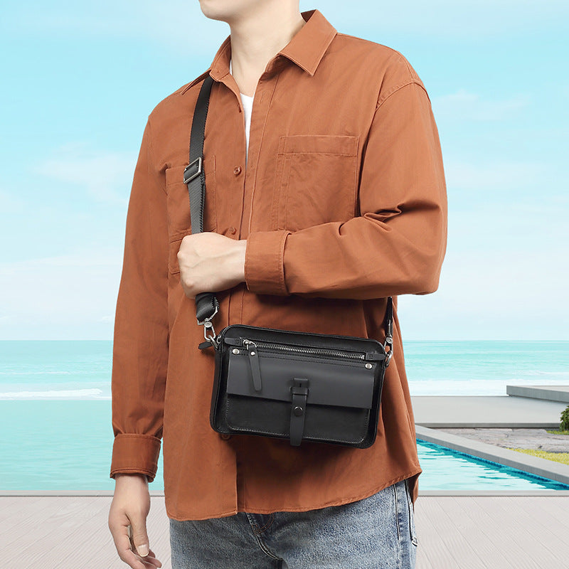 New leather men's bag horizontal casual niche men's messenger bag fashion commuter first layer cowhide men's shoulder bag