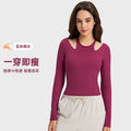 Vertical ribbed 2.0 sexy halter dance sports long sleeves silmslimming look pilates yoga clothes daw027