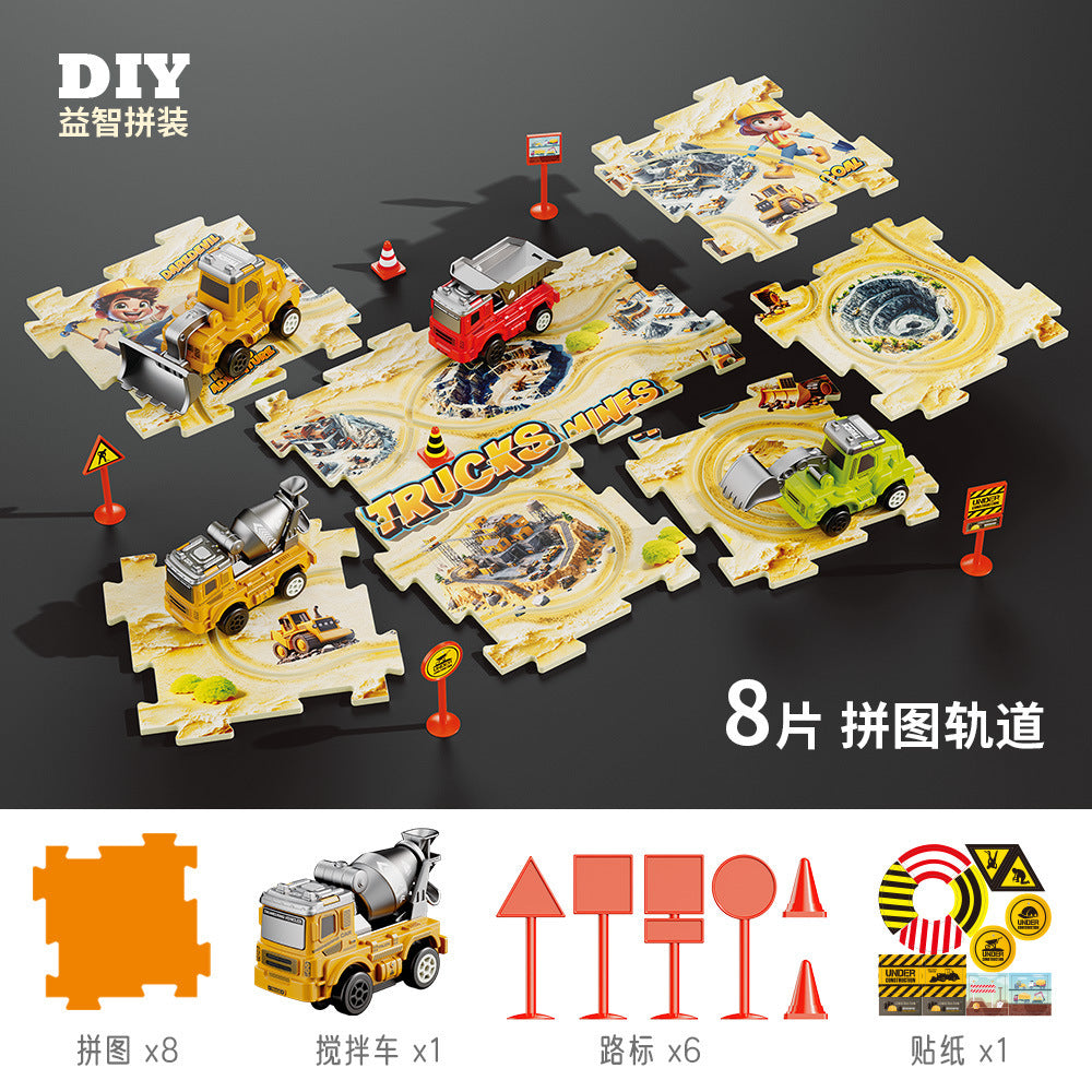 children's diy multifunctional electric vehicle educational toy for boys ages 3-6, construction vehicle model puzzle track car