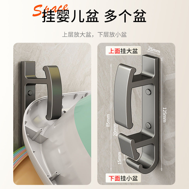 Washbasin hook No punching basin Washbasin storage rack Hanging basin artifact Bathroom toilet shelf Washbasin rack