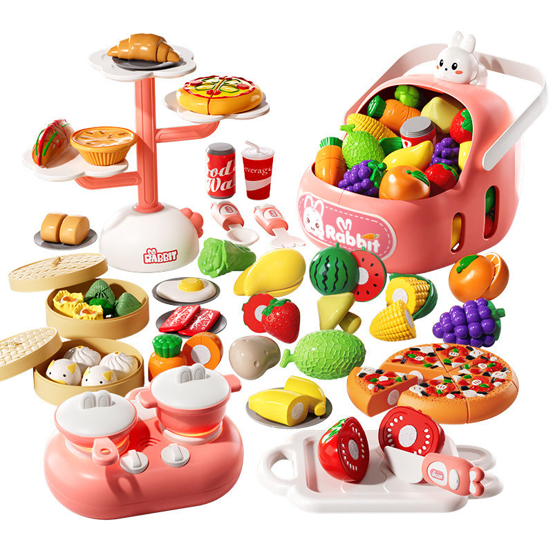 Kids' fruit cutting playset - pretend play kitchen for boys and girls - vegetable cutting toy - baby kitchen set - cake gift