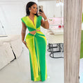 European and american style ins cross-border niche patchwork women's clothing pleated cut out hip skirt silmwork clothingv neck strap dress