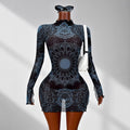 Spring & fall women's clothing retro lace bell sleeves sexy deep v neck slightly see-through high slit dressniche style