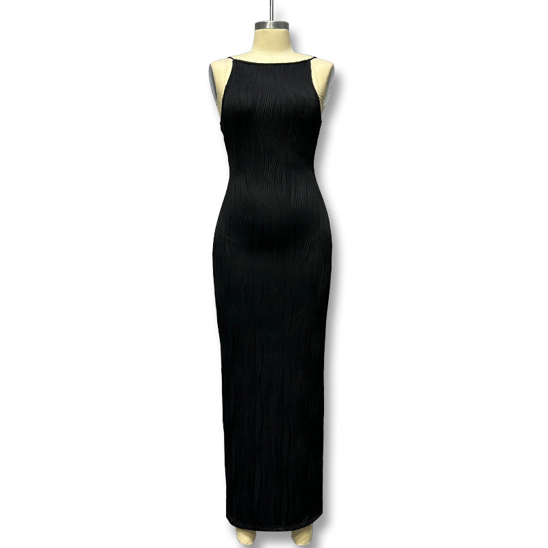 summer new european and american cross-border foreign trade women's camisole maxi dress, fashionable sleeveless bodycon dress